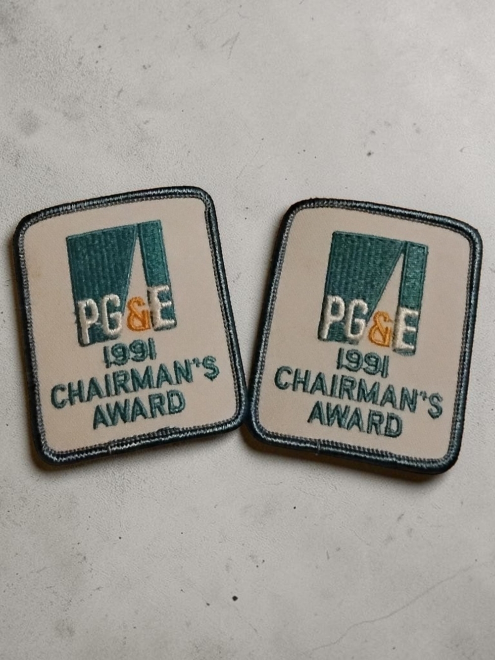 Vintage 1991 PG&E Chairman's Award Patches - Set of 2 - Corporate Memorabilia